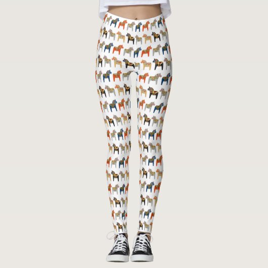 Dala Horse Swedish Folk Art Pattern Leggings (Voorkant)