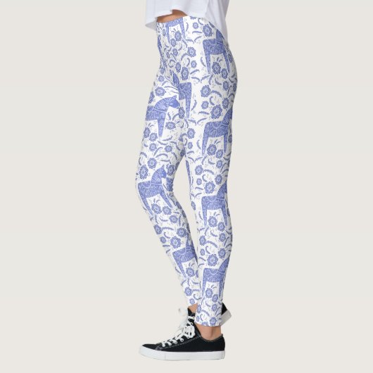 Dala Horse Swedish Indigo and White Pattern Leggings (Links)