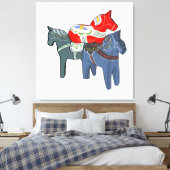 Dala Horses Canvas Afdruk (Insitu (Slaapkamer))