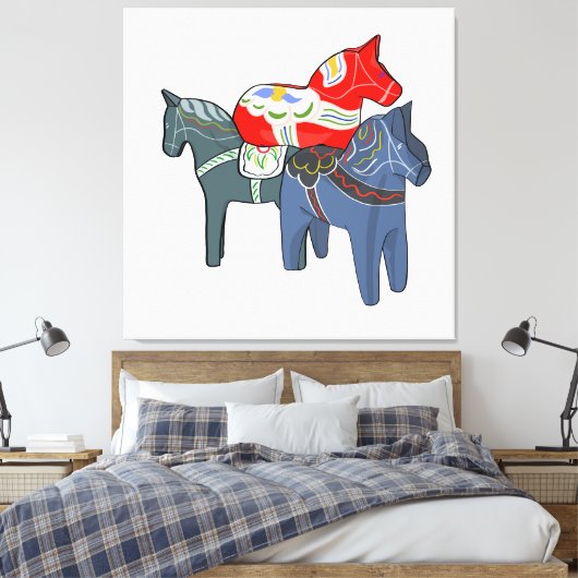 Dala Horses Canvas Afdruk (Insitu (Slaapkamer))
