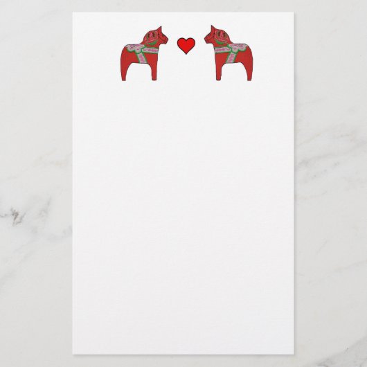 Dala Horses en Heart Briefpapier (Voorkant)
