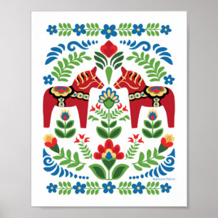 Dala Horses Red Poster