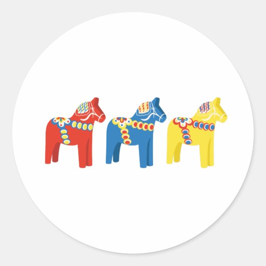 Dala Horses Ronde Sticker (Voorkant)