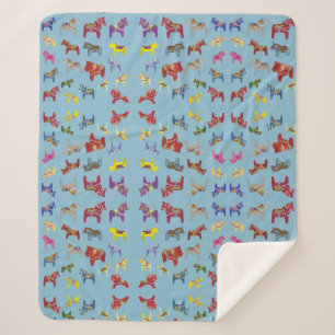 Dala Horses Sherpa Deken