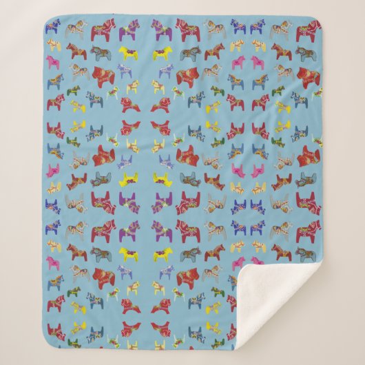 Dala Horses Sherpa Deken (Voorkant)