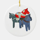 Dala Horses Square Keramisch Ornament (Achterkant)