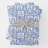 Dala Paard Collage Periwinkle Inpakpapier Vel (In situ)