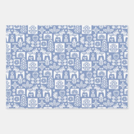 Dala Paard Collage Periwinkle Inpakpapier Vel