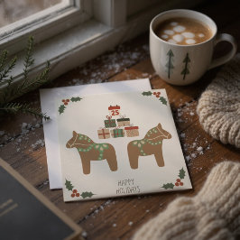 Dala Paard Scandinavische Kerstkaart Kaart
