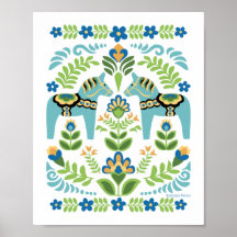 Dala paarden Blauwgroen