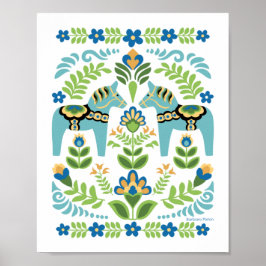 Dala paarden Blauwgroen Poster