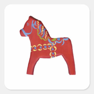 Dala-paardensticker Vierkante Sticker