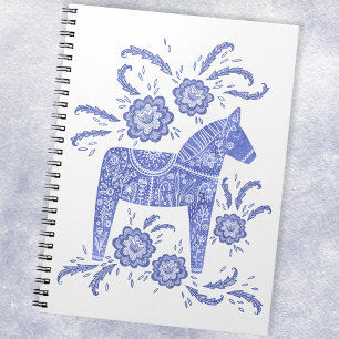 Dala suédois Cheval bleu et blanc Carnet