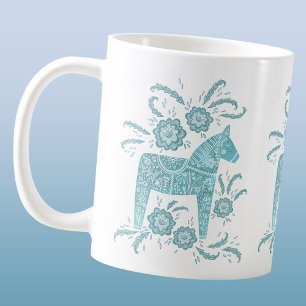 Dala suédois Cheval Turquoise Green Coffee Mug
