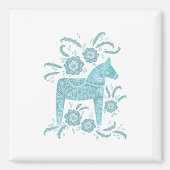 Dala suédois Cheval vert et blanc aimant