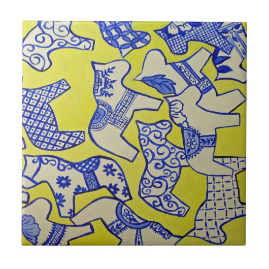 Dala suédois chevaux Carreaux (Devant)