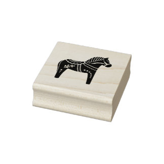 Dala volkspaard, zwart volkspaard silhouet rubberstempel