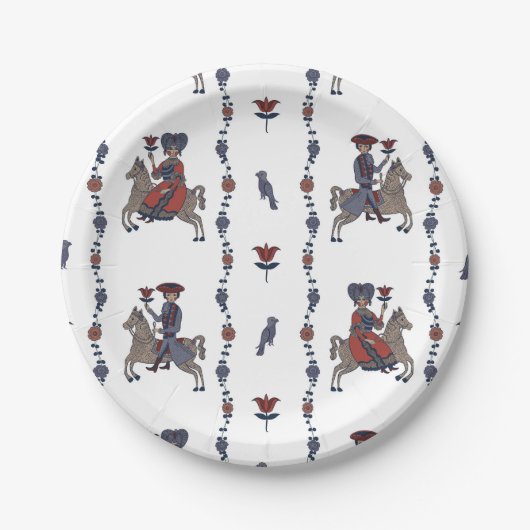 Dala W - Ronde papieren Borden Papieren Bordje (Voorkant)