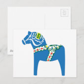 Dalahäst | Dala-paardenblauw Briefkaart (Voorkant / Achterkant)