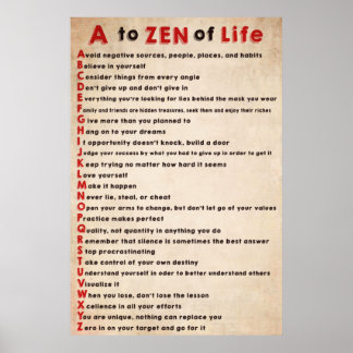 Dalai Lama Poster A tegen Zen of Life