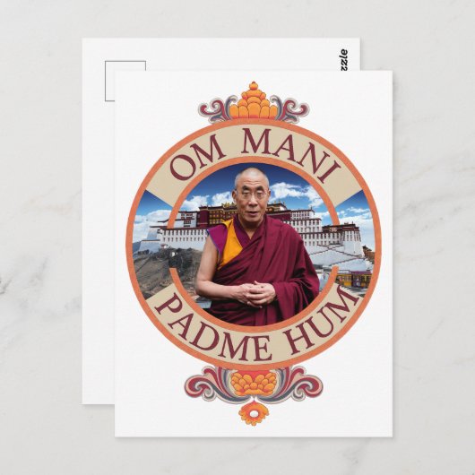 Dalai Lama Potala Paleis Om Mani Padme Hum Briefkaart (Voorkant / Achterkant)