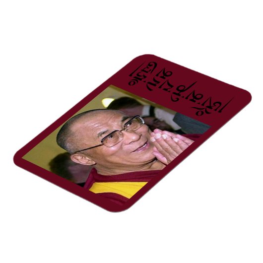 Dalai Lama Praying with Om Mani Padme Hum Mantra Magneet (Linkerzijde)
