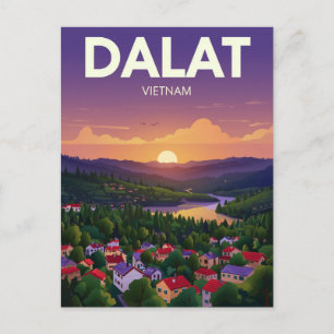 Dalat Vietnam Zonsondergang Landschap Reis naar Briefkaart
