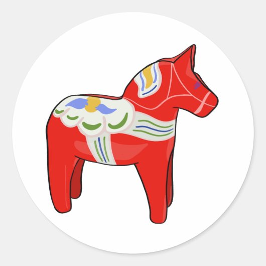 Dalecarlistisch paard ronde sticker (Voorkant)