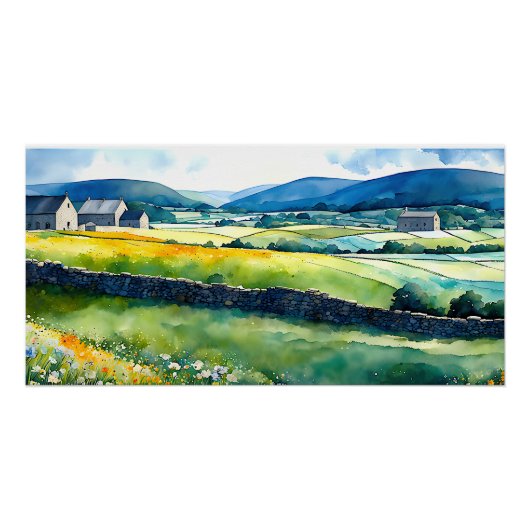 "Dalehaven" Breed landschap Yorkshire Dales Scène Perfect Poster (Voorkant)