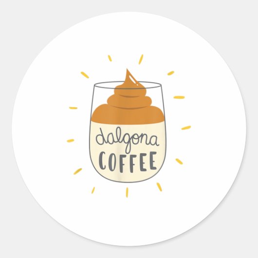 Dalgona Coffee Illustratie TShirt Ronde Sticker (Voorkant)