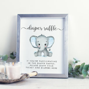 Daling van ellephant Baby Boy Shower met luier Raf Poster