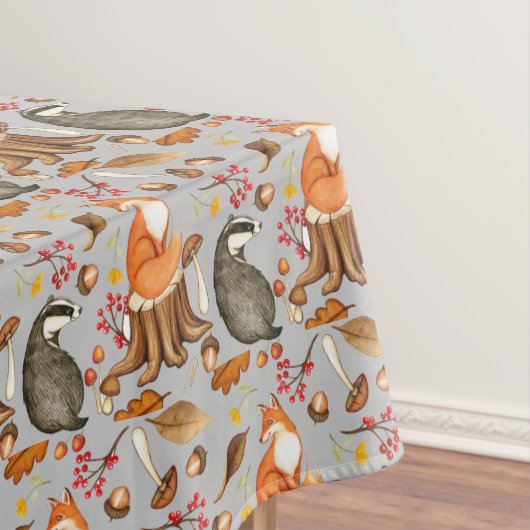 Dall Leaves Badger & Fox Pattern Tafelkleed (Voorbeeld)