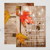 Dall Leaves & Ggloing Mason Jars Rustic Wedding Kaart (Voorkant / Achterkant)