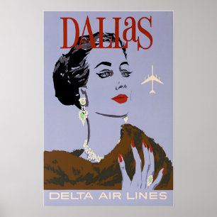 Dallas Art Texas Print Delta Airlines Reisposter