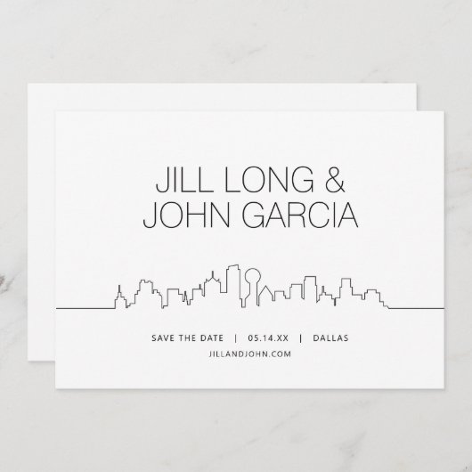 Dallas Bewaar de datum Kaart (Voorkant / Achterkant)