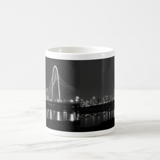 Dallas Bridge View Grayscale Coffee Mug (Centre)