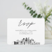 Dallas Bruiloft Minimalistische Schets RSVP Informatiekaartje (Staand voorkant)