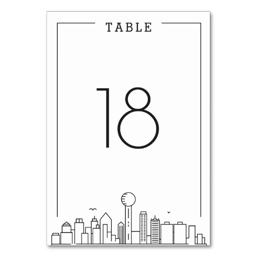 Dallas Bruiloft | Tabelnummer Kaart (Voorkant)