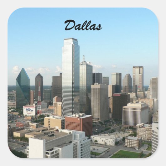 dallas centrum vierkante sticker (Voorkant)