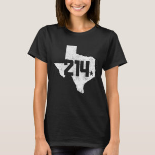 Dallas County 214 Area Code Texas State Map Pride  T-shirt