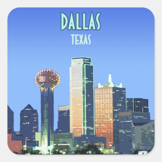 Dallas Downtown Texas  Vierkante Sticker (Voorkant)