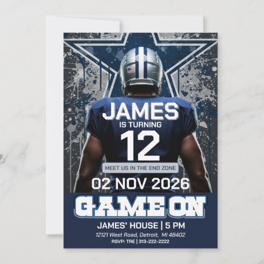 Dallas Football Birthday Invitation (Devant)