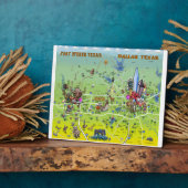 Dallas Fort Worth Cartoon Map Fotoplaat (Zijkant)