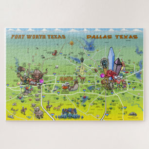 Dallas Fort Worth Cartoon Map Legpuzzel