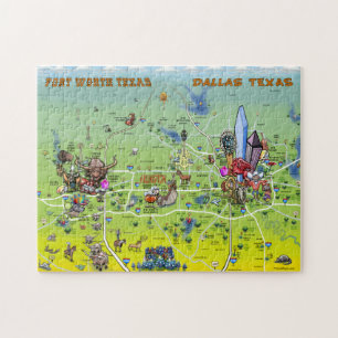 Dallas Fort Worth Cartoon Map Legpuzzel