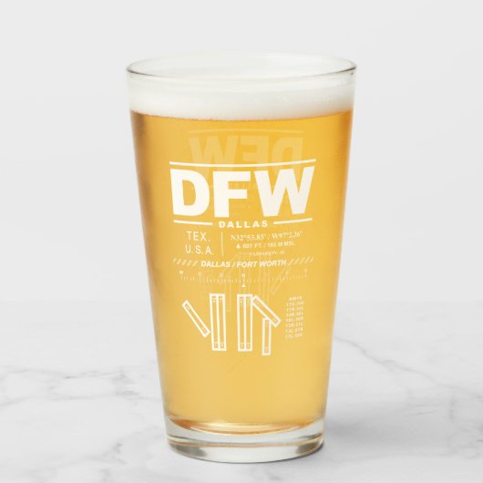 Dallas Fort Worth Int'l Airport DFW Glas (Voorkant gevuld)
