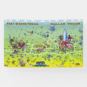Dallas Fort Worth Texas Cartoon Map Spandoek