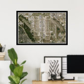 Dallas - Ft Worth Intl Airport Texas Satellite Map Poster (Thuiskantoor)