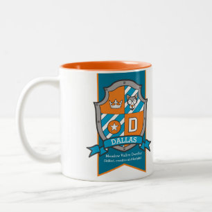 Dallas letter D embleem oranje naam betekenis mok