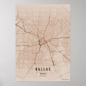 Dallas Map Print Copper Texas Poster Wall Art (Devant)